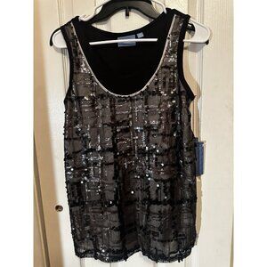 Simply Vera Vera Wang Women’s XS Black & Silver Sequined Sleeveless Top